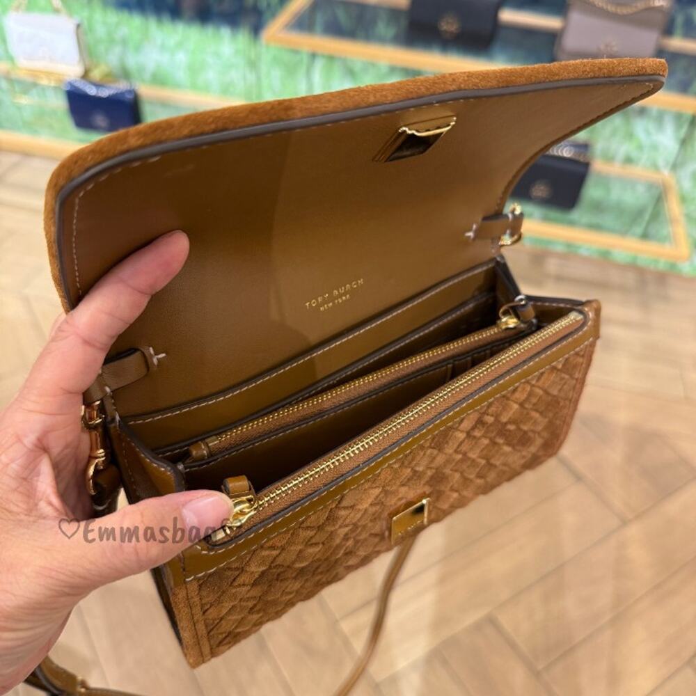 New‼️Tory Burch Thea Woven Flat Wallet Crossbody 175918 $595 - Picture 9 of 11